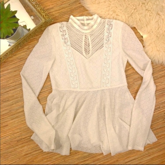 Free People Victorian White Lace Peplum Top - Picture 6 of 10